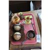 Image 1 : Tray Lot of Globe Bookends, Ceramic Pitcher & More