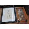 Image 2 : Carved Wood Framed Mirror, Nude Etching, Framed Print (3)