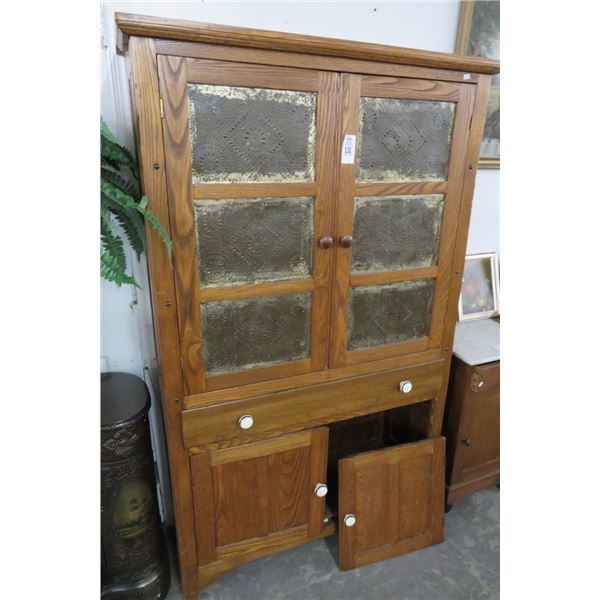 Oak Metal Inlay 2 Over 3 Cabinet/Picture