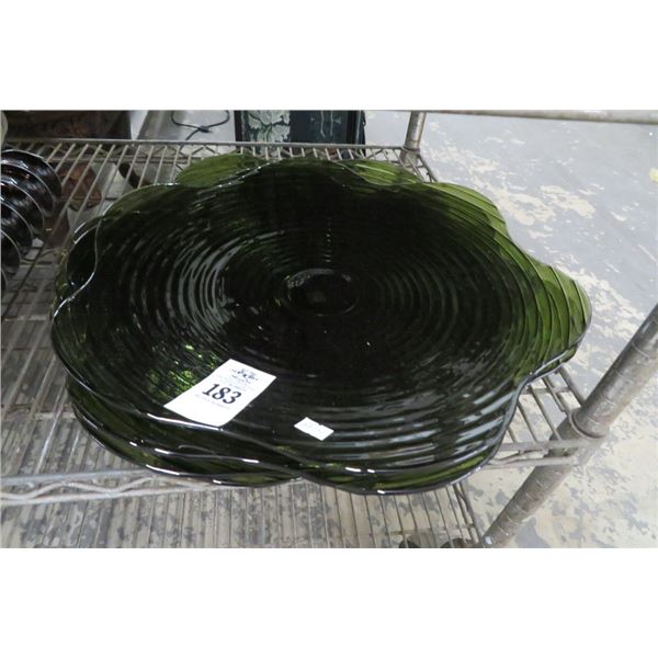 Green Large Glas Platters