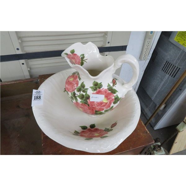 Floral Painted Pitcher Bowl