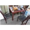 Image 1 : Mahogany Leather Inset Card Table w/Folding Chairs