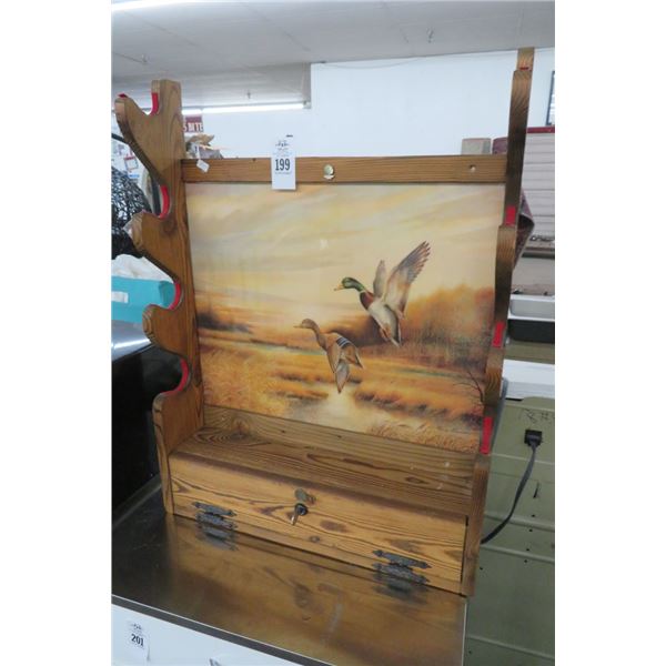 Duck Motif Rifle Rack w/Locking Cabinet