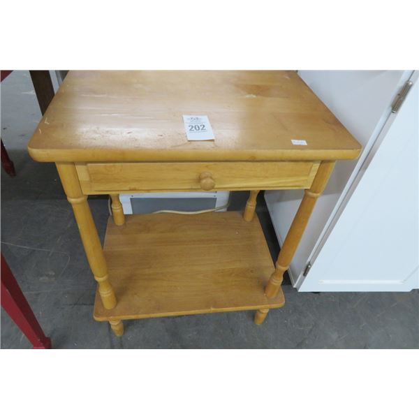 Wood Side Table w/Drawer