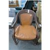 Image 1 : Mahogany w/Button Tufted Leather Armchair