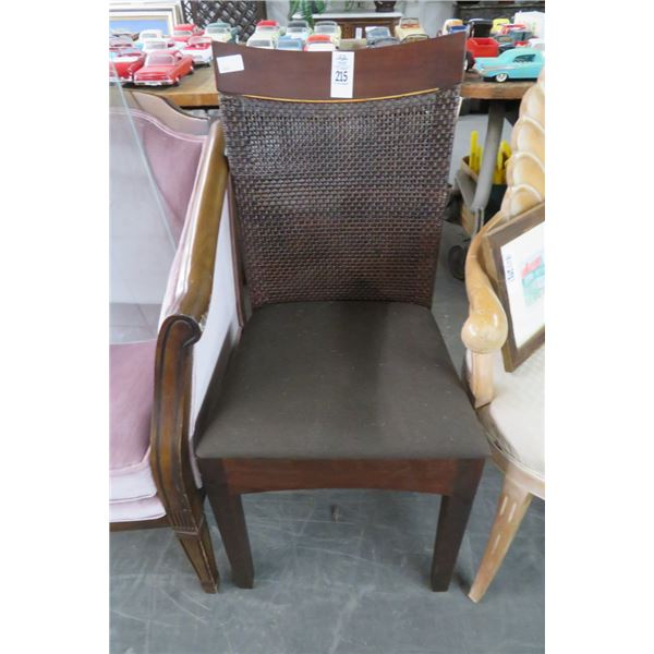 Rattan w/Brown Fabric Side Chair