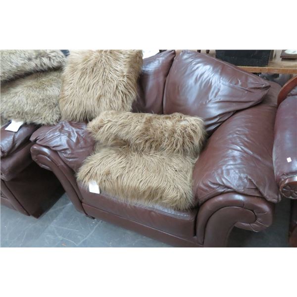 2-Brown Leather Oversized Armchairs - 2 X $