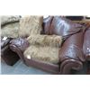 Image 1 : 2-Brown Leather Oversized Armchairs - 2 X $