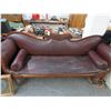 Image 1 : Carved Mahogany Leather Sofa