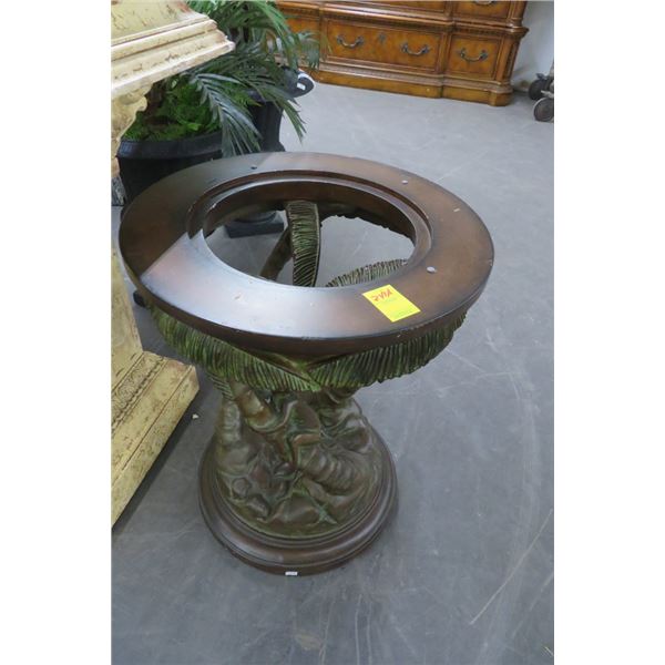 Monkey In Palm Tree Round End Table - Nds. Glass