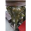 Image 3 : 2-Elephant Motif Leather Inset Pedestal Tables - 2 X $