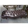 Image 1 : Brown Leather Button Tufted Bench