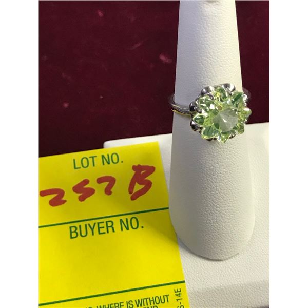 14K White Gold Custom Handmade Peridot Ring