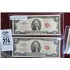 Image 1 : 2 Pack of 1963-A $2.00 Red Seal Bill