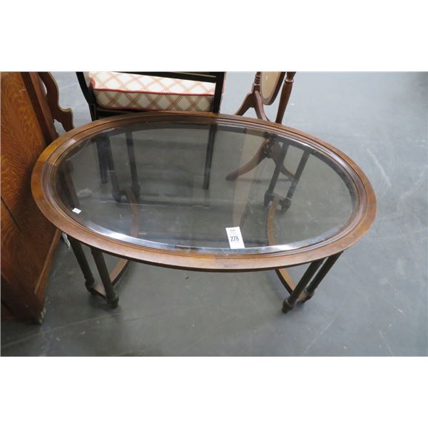 Mahogany Oval Glasstop Coffee Table