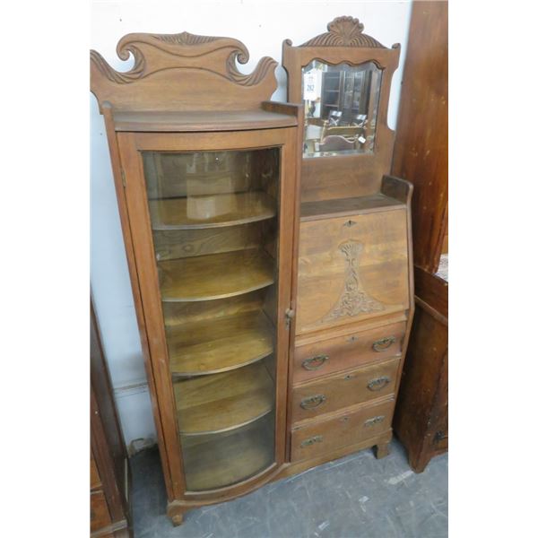 Tiger Oak Carved Wardrobe Cabinet