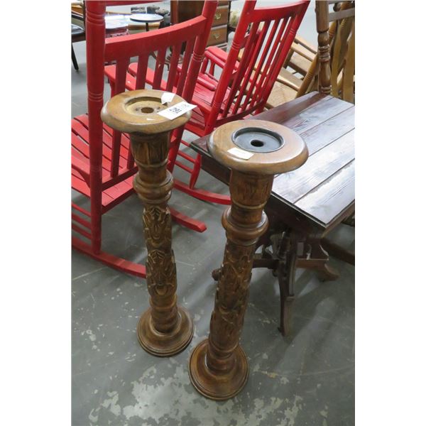 Carved 3' Candle Stands (2)