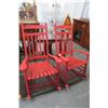 Image 1 : 2-Red Rocking Chairs - 2 X $