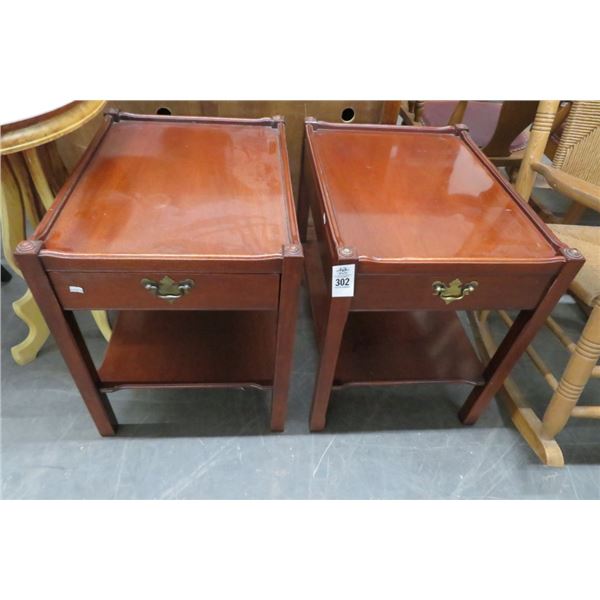 Cherry 2 Tier Single Drawer End Tables (Pair)