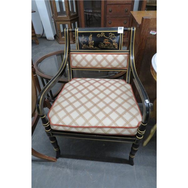 Oriental Motif Cushioned Easy Chair