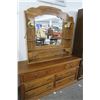 Image 1 : Oak 3 Over 4 Dresser w/Floral Carved Mirror