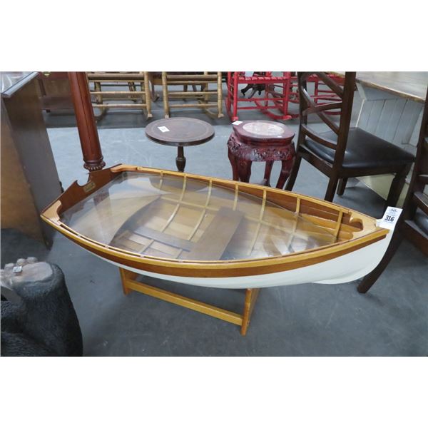 Handcrafted Glass Insert Dinghy Coffee Table