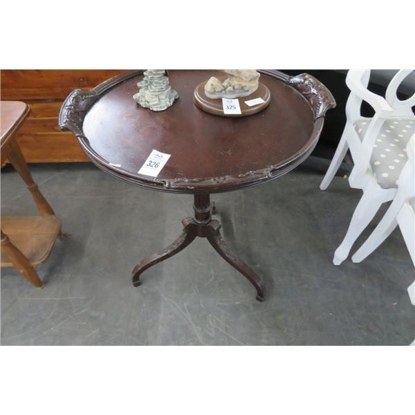 Carved Mahogany Round Side Table