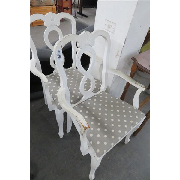 White Distressed Armchairs (Pair)