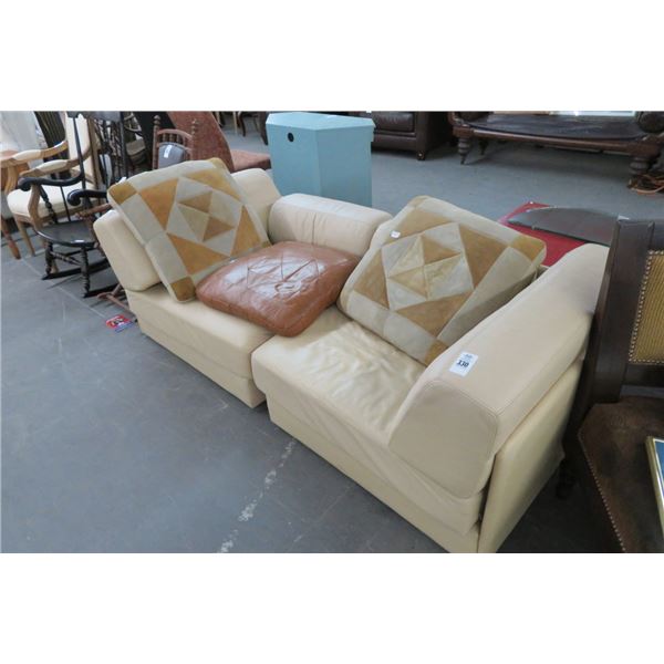 2 Pc. Tan Leather Sectional Sofa