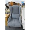 Image 1 : Grey & Tan Fabric Wingback Chair