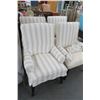 Image 1 : Off White Fabric Armchair w/Striped Slip Covers (4)