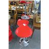 Image 1 : 4-Chrome Red Leather Padded Stools - 4 X $ - Adjustable Height