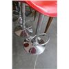 Image 3 : 4-Chrome Red Leather Padded Stools - 4 X $ - Adjustable Height