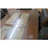 Image 3 : Mahogany Tile Inlay Dining Table w/6 Leather Padded Chairs