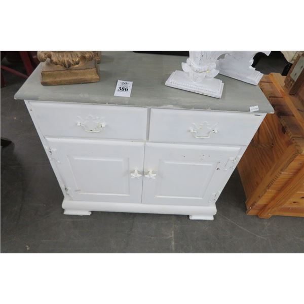 2 Over 2 Distressed White Cabinet