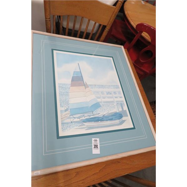 Framed Sailboat Dock Print 32" x 28"