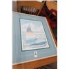 Image 1 : Framed Sailboat Dock Print 32" x 28"