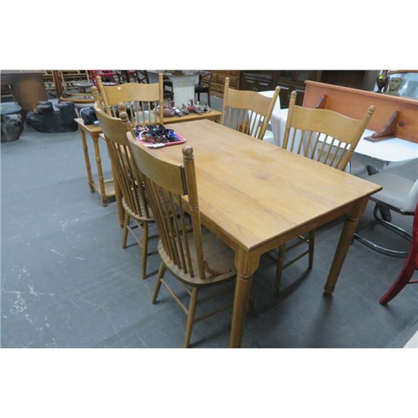 Oak Dining Table w/5 Spindleback Chairs