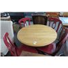 Image 1 : Round Oak Dining Table w/4 Red Chairs