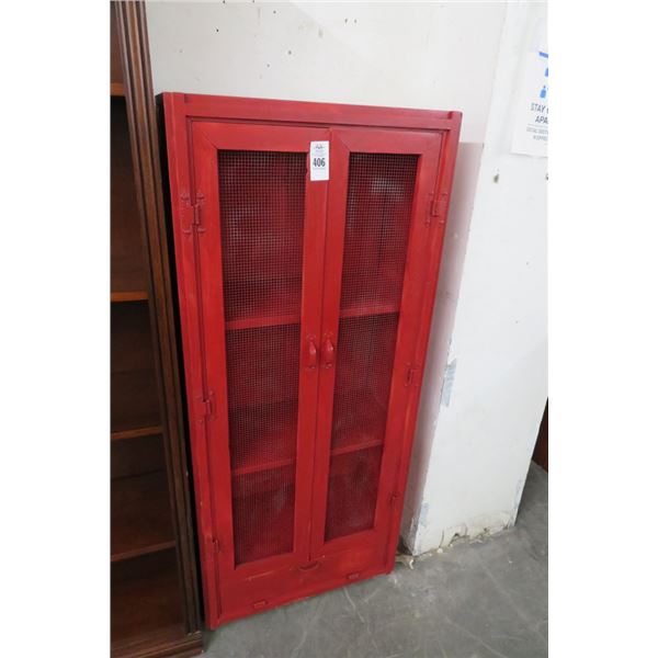 Red Screen Door Pantry Cabinet/Pie Case