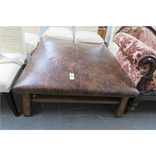 Brown Leather Large Ottoman