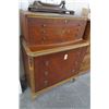 Image 2 : Tiger Oak 3 Over 3 Highboy Floral Dresser Motif