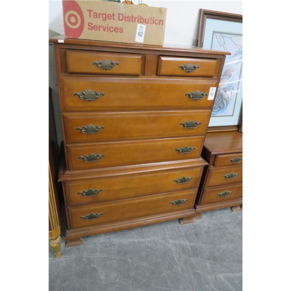 Mahogany 5 Over 2 Highboy Dresser w/2 Nightstands