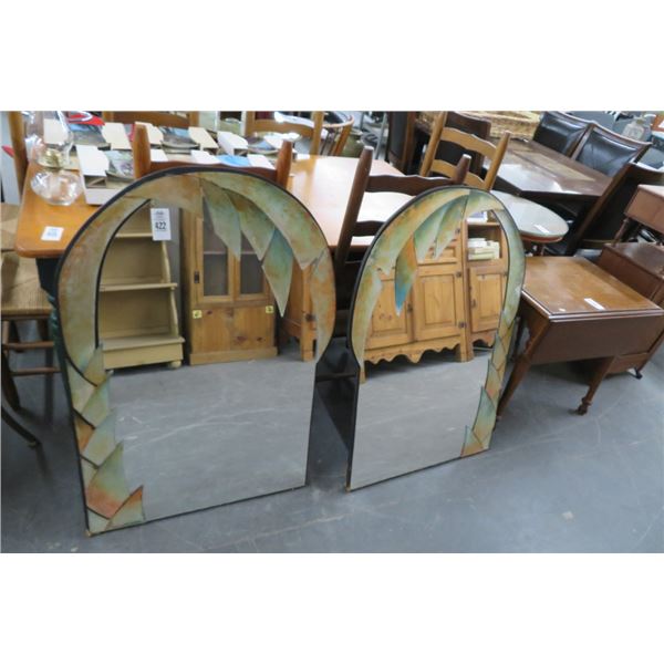 2-Dome Shaped Leaf Accent Designer Mirrors - 2 X $