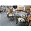 Image 1 : Glasstop Ornate Metal Base Table & 4 Chairs