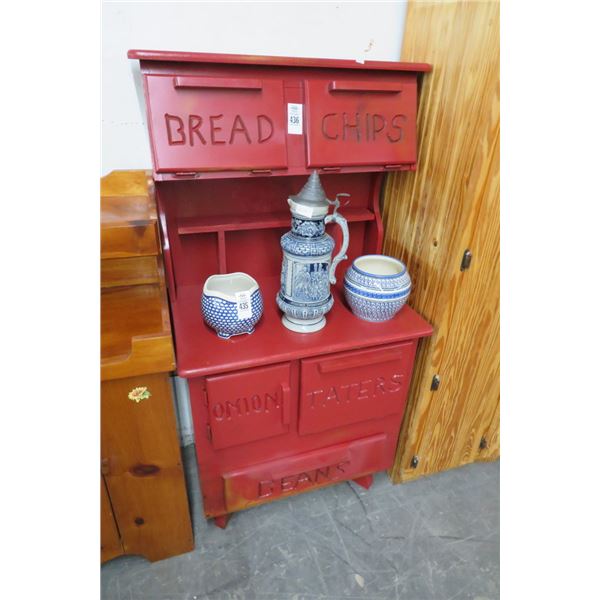 Red 2 Over 3 Pantry Cabinet