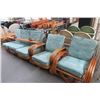 Image 1 : Rattan/Print Padded Sofa & 2 Easy Chairs, End Table set