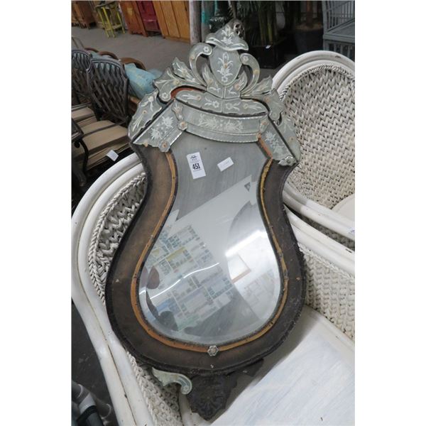 Ornate Etched Trim Mirror (Damaged)