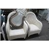 Image 1 : Distressed White Rattan Armchairs (Pair)