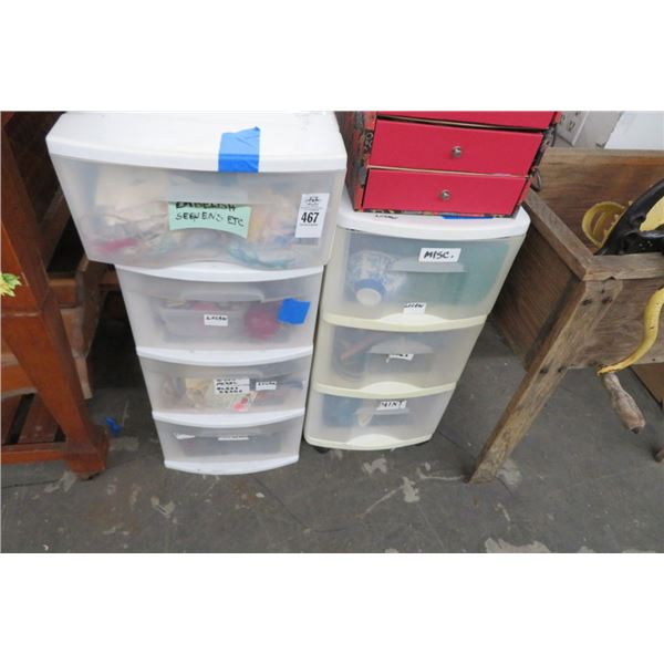 Plastic Bin Drawers w/Contents